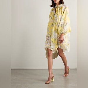 NWOT Zimmermann Acacia Broderie Tie Mini Dress in Yellow Floral  2